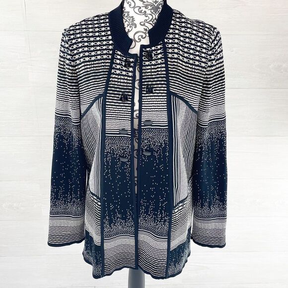 Ming Wang Sweaters - Ming Wang Multiprint Button Down Cardigan